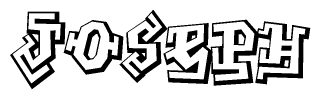 The image is a stylized representation of the letters Joseph designed to mimic the look of graffiti text. The letters are bold and have a three-dimensional appearance, with emphasis on angles and shadowing effects.