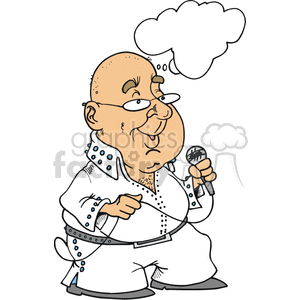 Bald Elvis  impersonator singing