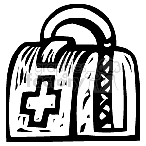 The clipart image depicts a medical doctor's bag, often associated with first aid and medical assistance. It's a stylized representation of a traditional doctor's bag with a prominent cross symbol indicating its association with healthcare.