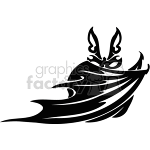 The image depicts a stylized, silhouette illustration of a bat in flight. Its wings are dramatically outspread, and the design is simplified, making it suitable for vinyl cutting or similar graphic applications. The bat's features are exaggerated to convey a spooky or scary atmosphere, associating it with themes like Halloween or the concept of evil in a fantastical context.