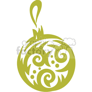 Single Green Ornate Christmas Bulb with a Swirl