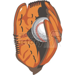 baseball glove with baseball