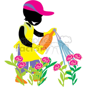 Woman watering her flowers