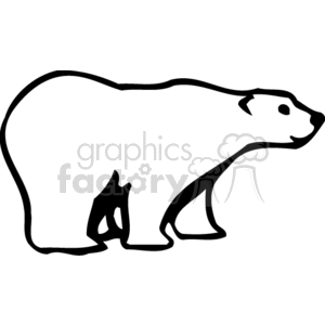 The clipart image shows a simplified line art illustration of a polar bear. The bear is depicted in profile, facing to the right, and the design is minimalist with no shading or detail aside from the basic outline of the animal.