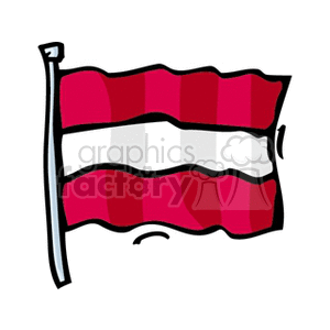 The clipart image shows a cartoon-style illustration of the flag of Austria. The flag features three horizontal bands of color: two red bands on the top and bottom with a white band in the middle.