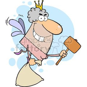 Tooth Fairy Flying With A Mallet And Bag