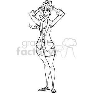 female secretary cartoon black and white