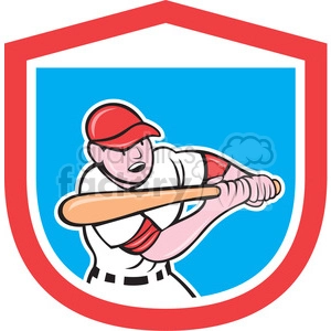 batter swinging in shield shape