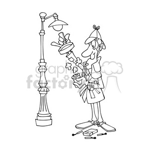 Sherlock Holmes bw cartoon caricature