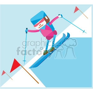 olympic alpine skiing sports character illustration