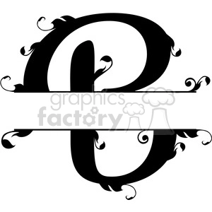 The clipart image shows a split regal monogram design of the letter 