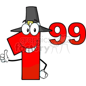 Clip Art Price Red Number 1.99 With Pilgrim Hat