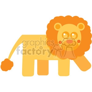 The clipart image shows a cartoon-style lion with curly hair. The lion is standing upright and facing forward, with its mouth closed.
