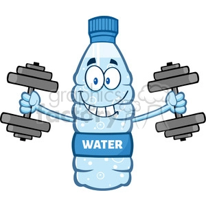 illustration cartoon ilustation of a water plastic bottle mascot character working out with dumbbells vector illustration isolated on white background