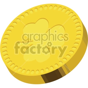 st patricks day gold coin with shamrock no background