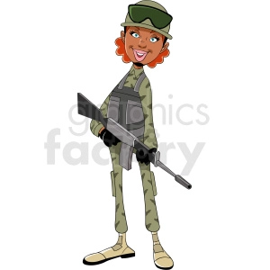 African American woman soldier cartoon