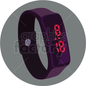 vector digital watch on circle grey background