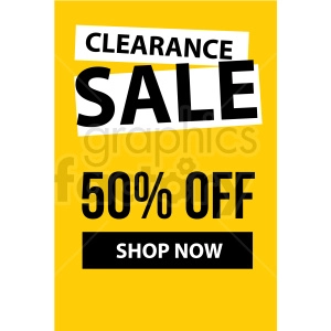 yellow 50 percent off clearance sale shop now banner icon vector clipart