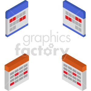 isometric calendar vector icon clipart 5