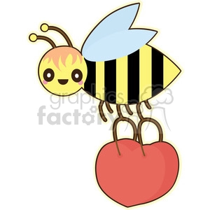 Bee and basket vector clip art image