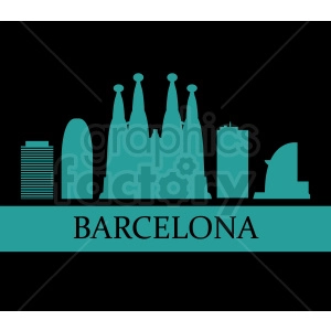 barcelona spain vector on black