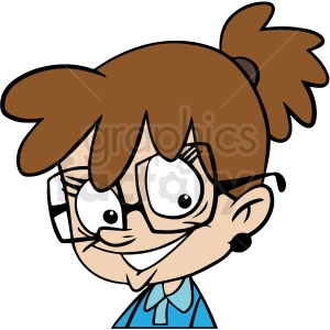 cartoon nerd girl head vector clipart