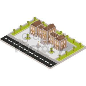 isometric school building vector graphic clipart