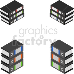 isometric data floppy disk books vector icon clipart 3