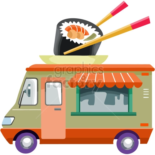 cartoon ramen food truck clipart