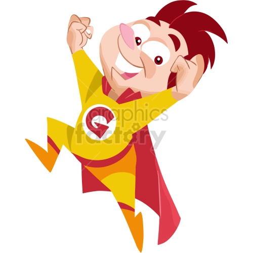 cartoon super boy geek clipart