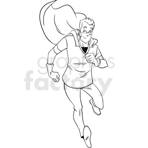 black and white cartoon doctor hero running vector clipart