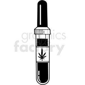 black and white cartoon hemp oil vector clipart