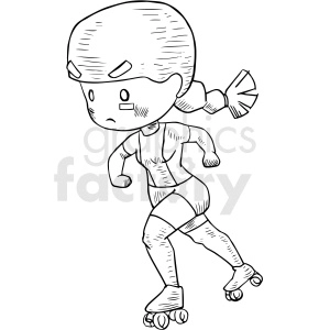 roller derby girl black and white tattoo vector design