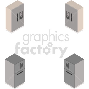 isometric refrigerators vector icon clipart set