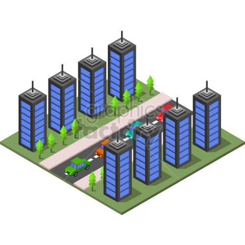 isometric city vector clipart