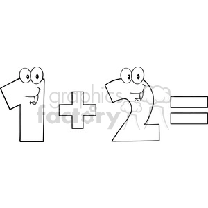 5042-Clipart-Illustration-of-Number-1-Plus-Number-2