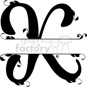 The clipart image shows a split regal monogram design of the letter 