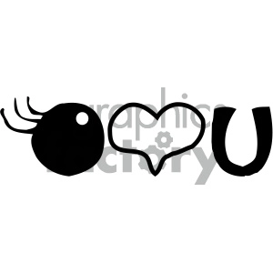 I love you word art black and white