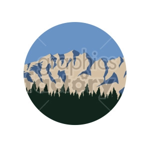 mountain forest scene circle design