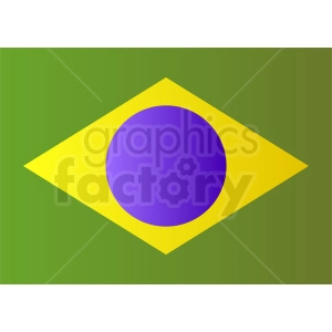 The clipart image displays a simplified representation of the Brazilian flag, featuring a green background, a yellow rhombus in the center, and a blue circle in the middle of the yellow rhombus. It lacks the white stripe with the national motto and the stars that are normally present in the official flag design of Brazil.