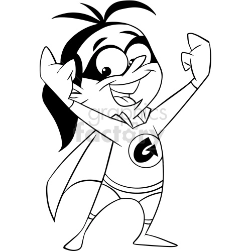 black and white cartoon girl super geek clipart