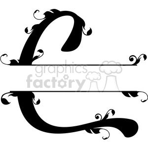 The clipart image shows a split regal monogram design of the letter 