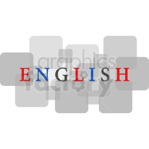 English text with gray squares vector clipart