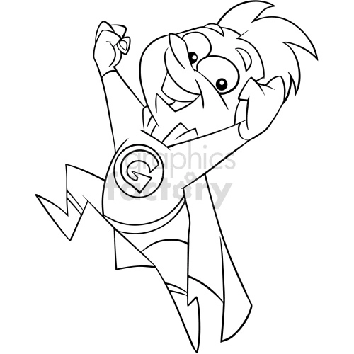 black and white cartoon super boy geek clipart