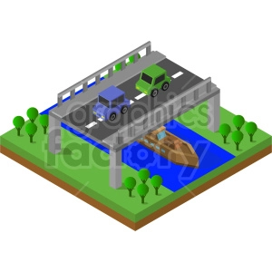 car bridge isometric vector graphic