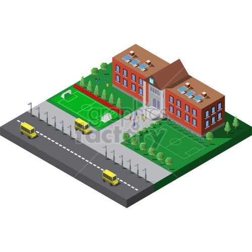 isometric school land vector clipart