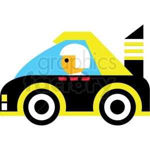 cartoon yellow race car vector icon