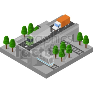 train tracks isometric vector graphic