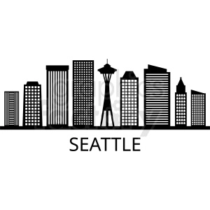 black seattle skyline vector design with label