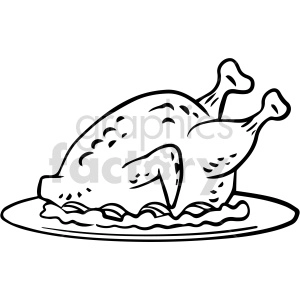 black and white turkey dinner clipart